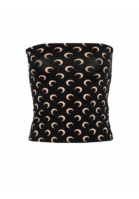 top bustier moon printed donna nero e beige MARINE SERRE | WTS011ACJER0001IT99